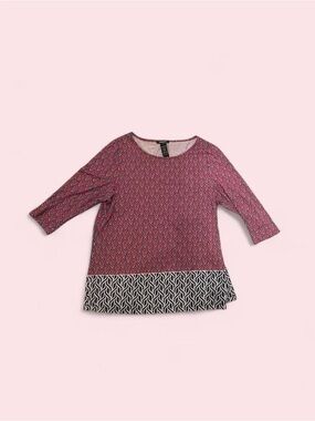 Olsen Women’s Patterned Long Sleeve Top with Contrast Hem